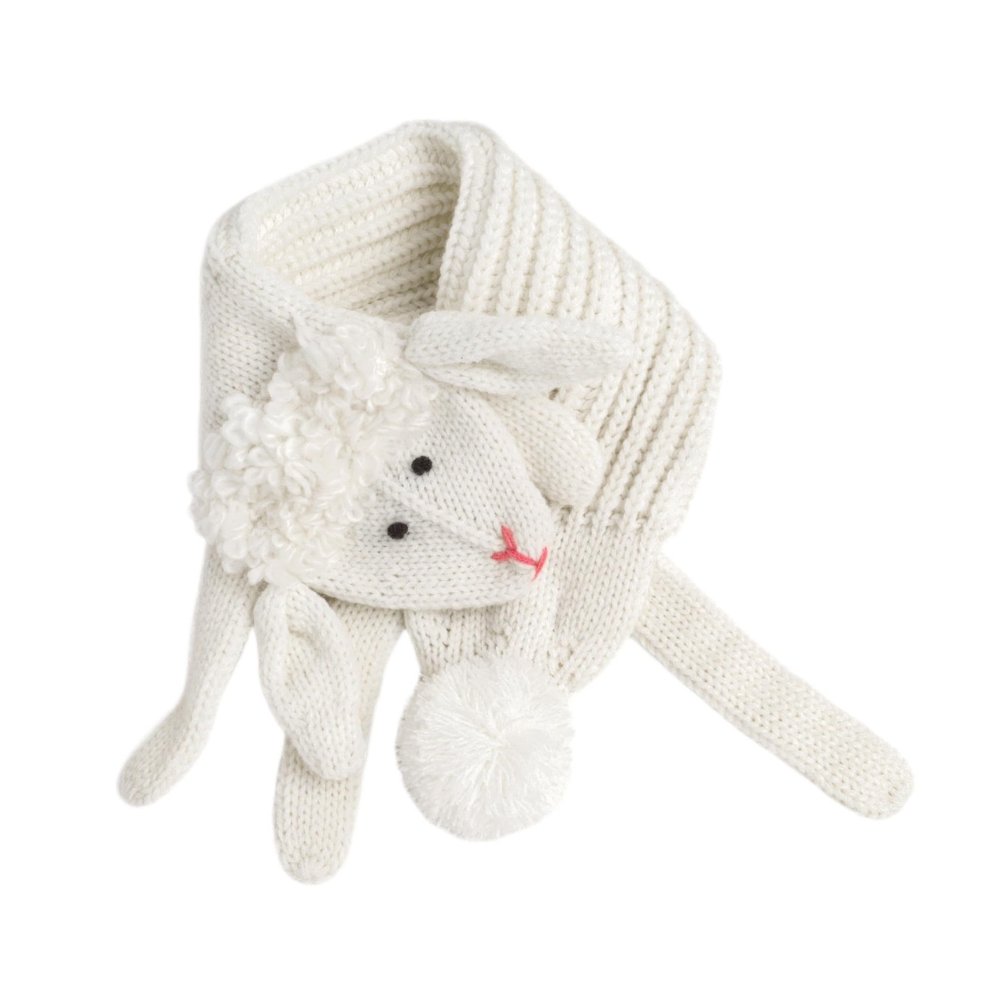 Knitted Baby Lamb Scarf - for Girls Ages 4-12Y, White