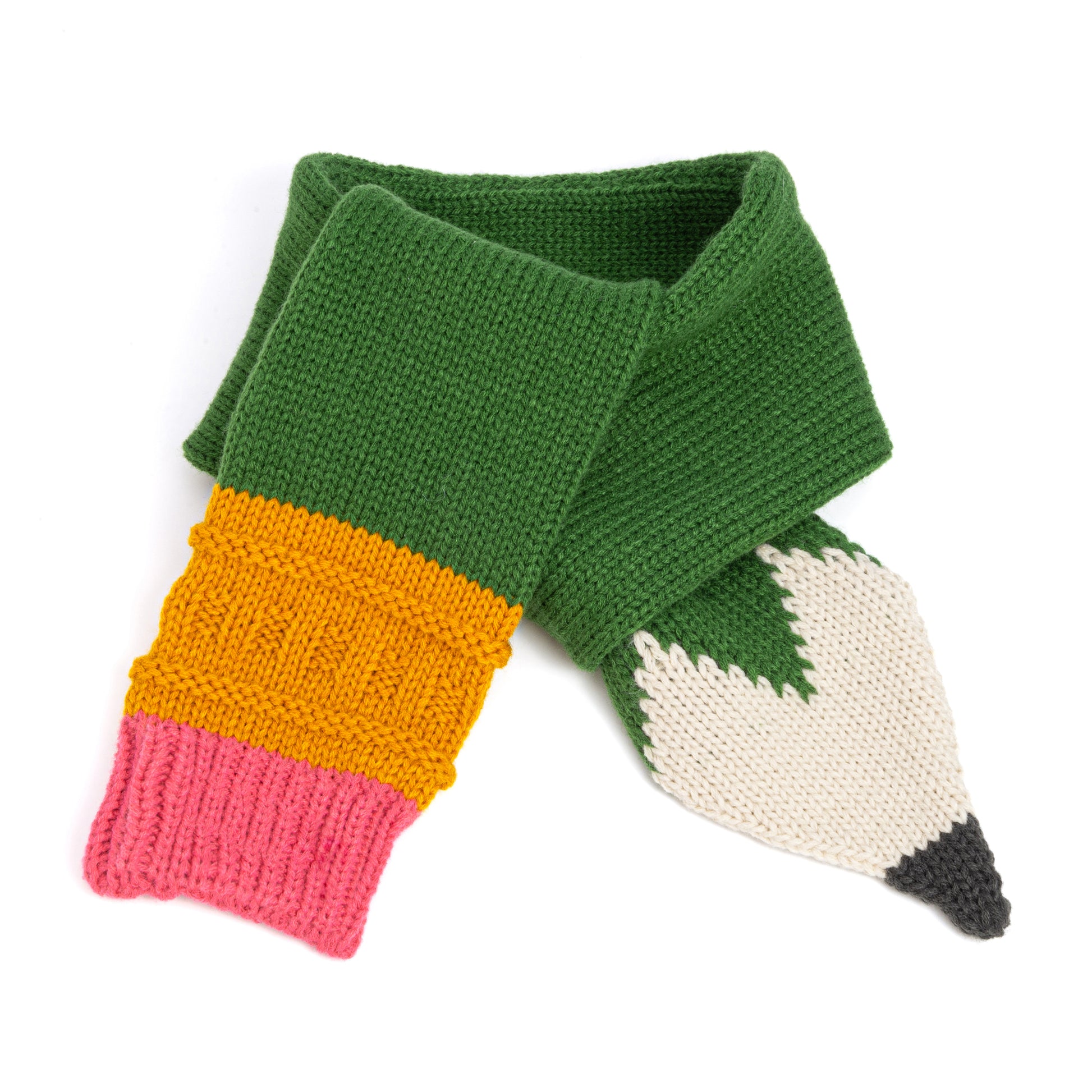 Kids Knitted Scarf- Pencil- Shaped- Forest Green - Unisex, Children 3-8Y