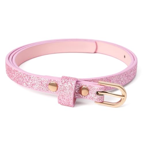 Ultra-Skinny Sparkly Glitter Belt for Girls 4 to 14