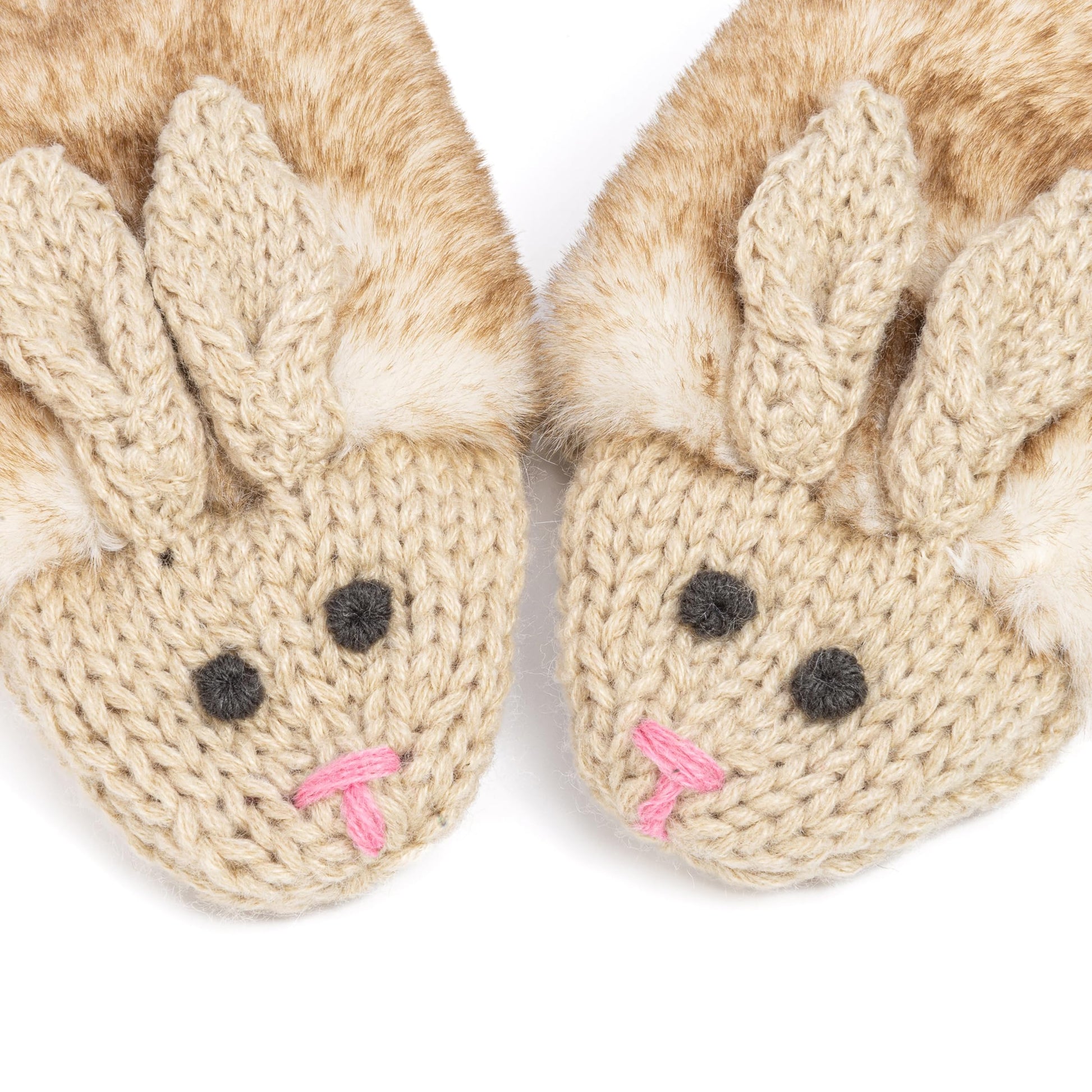 Warm Knit Winter Mittens for Girls Ages 3-12 Years, Fun Bunny Rabbit Design