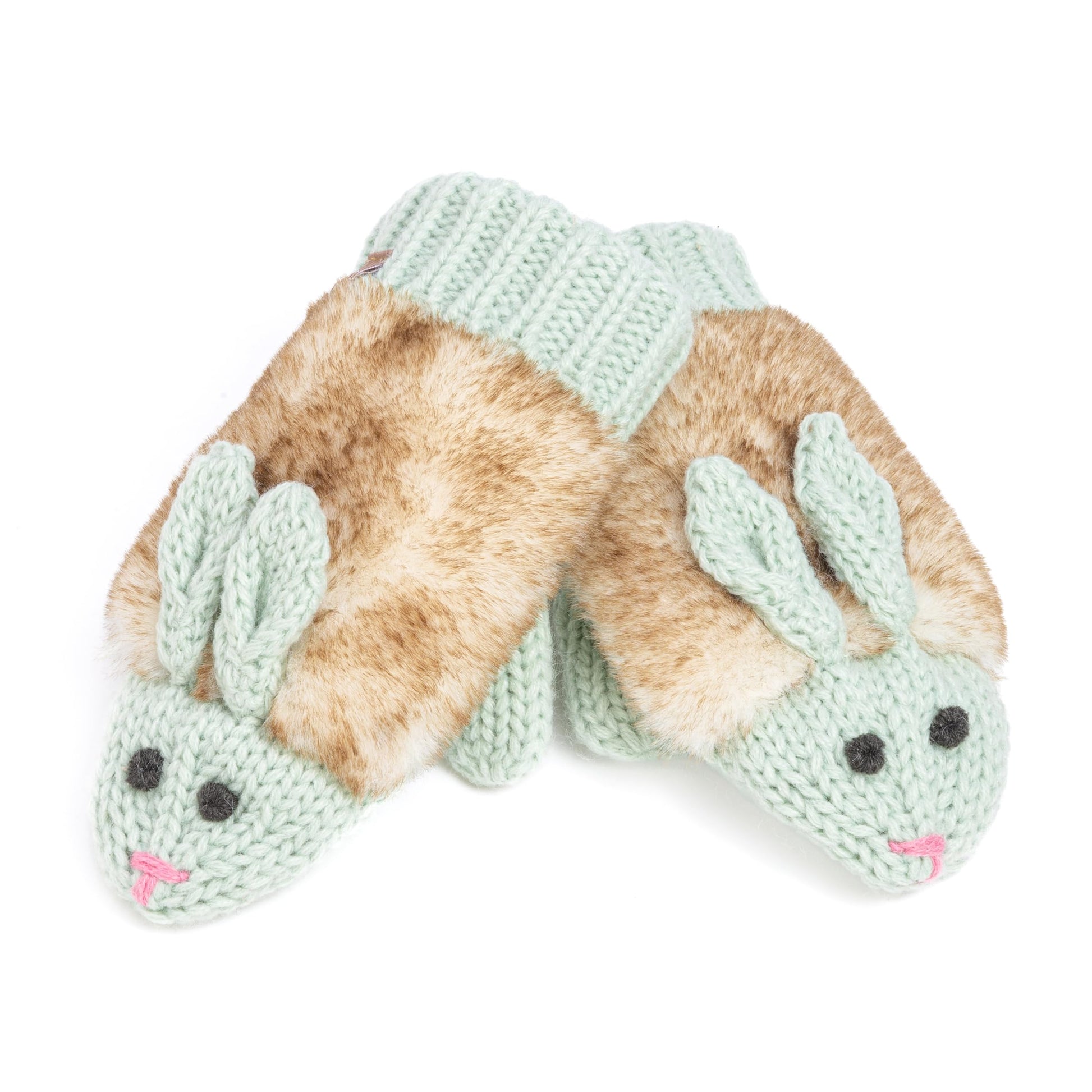 Warm Knit Winter Mittens for Girls Ages 3-12 Years, Fun Bunny Rabbit Design