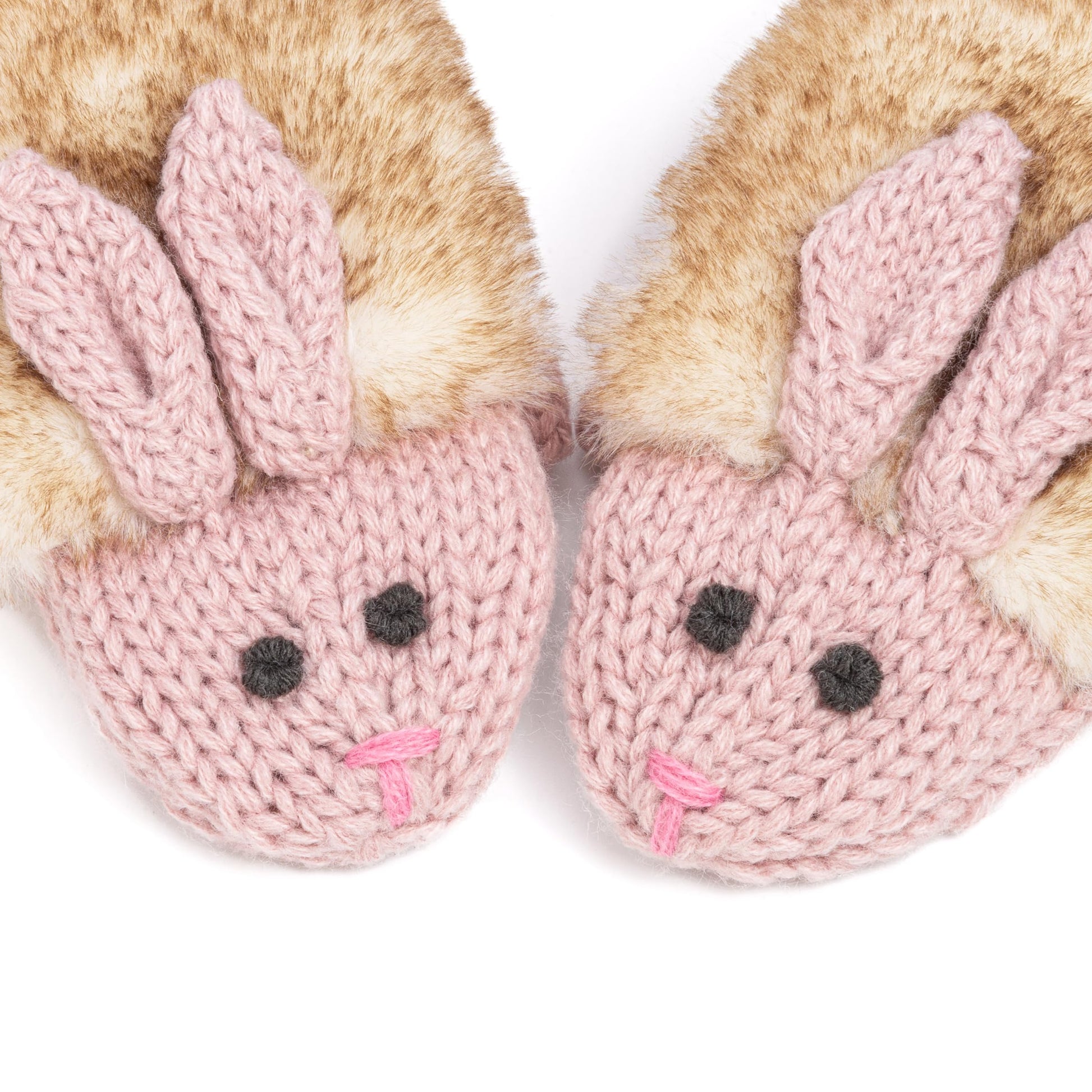Warm Knit Winter Mittens for Girls Ages 3-12 Years, Fun Bunny Rabbit Design