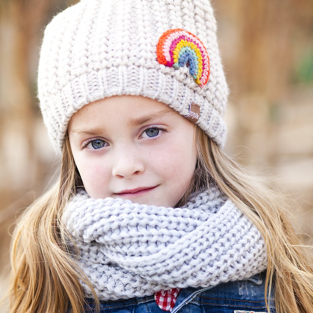 Kids Knitted Infinity Scarf - Heather Grey - One Size