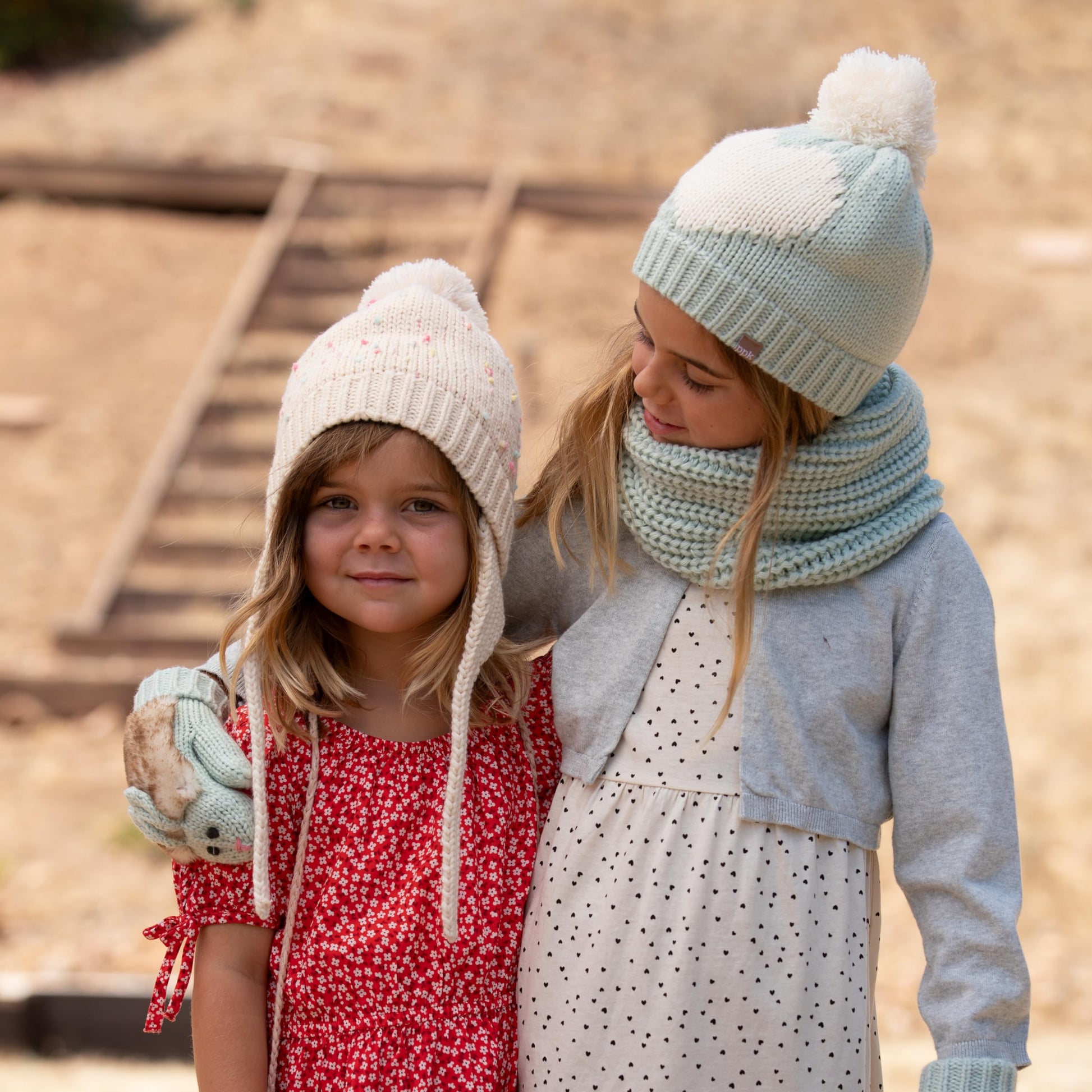 Warm Earflap Knit Beanie Hat with Ties for Toddlers/Little Kids 2-6 Years