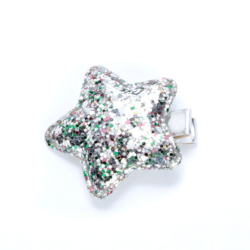 Kids Glitter Sparkle Star Hair Clip - Festive Dress-Up Clips for Girls 3+