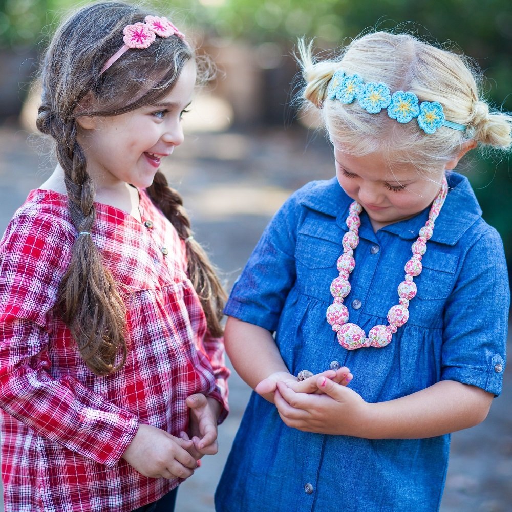 Peppercorn Kids Girls Flower Crown Headband (Age 3-8 Years) - Unique Design, Artisan Knit Hairband for Toddlers and Young Girls