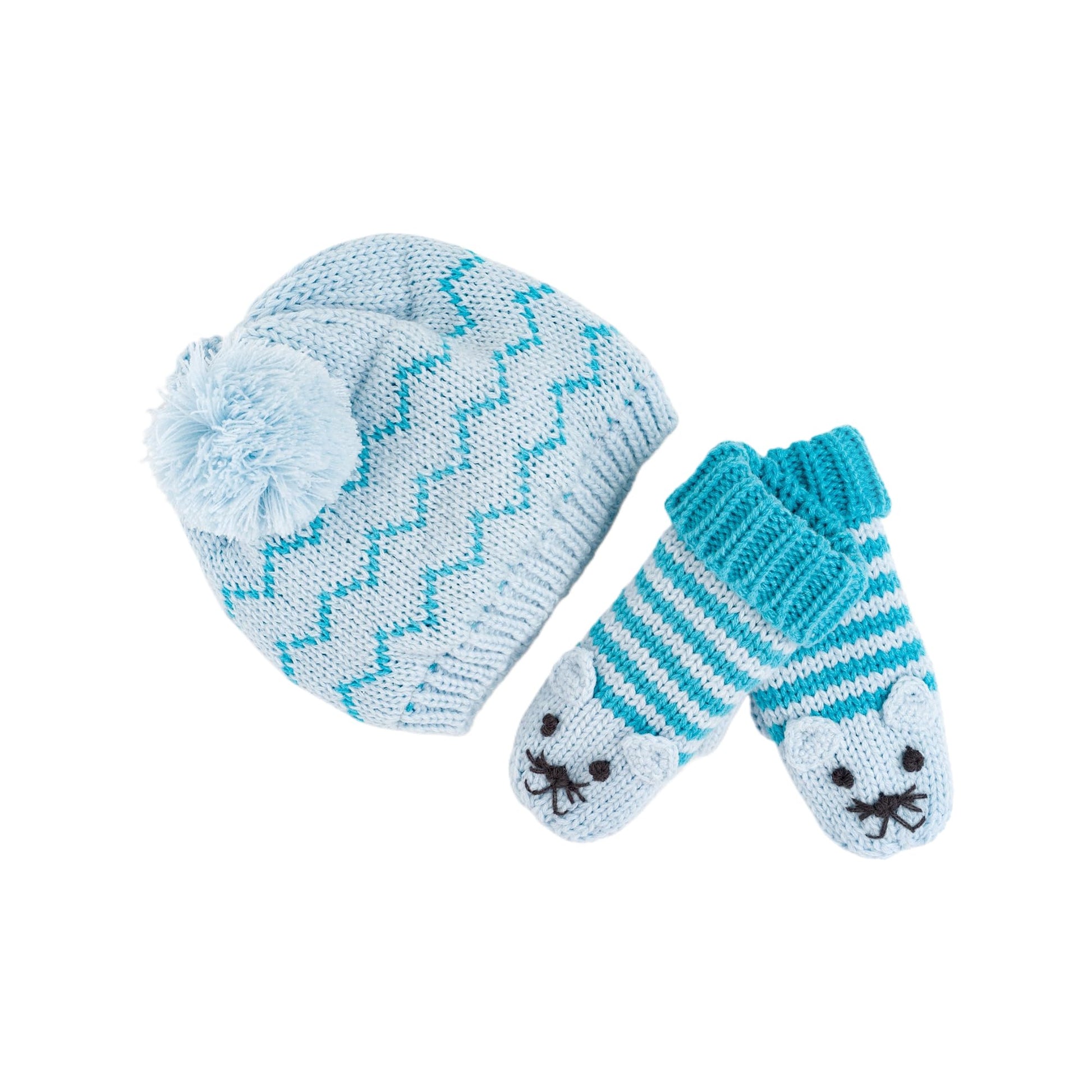 Kids Knit Beanie Set with Mittens, for Boys and Girls (Age 1-6Y) Unique Novelty Design, Premium Quality