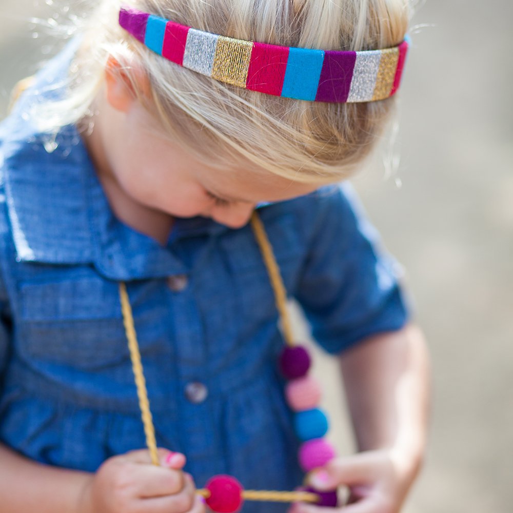 Colorful Yarn-Wrapped Headband for Girls 3-10 Year