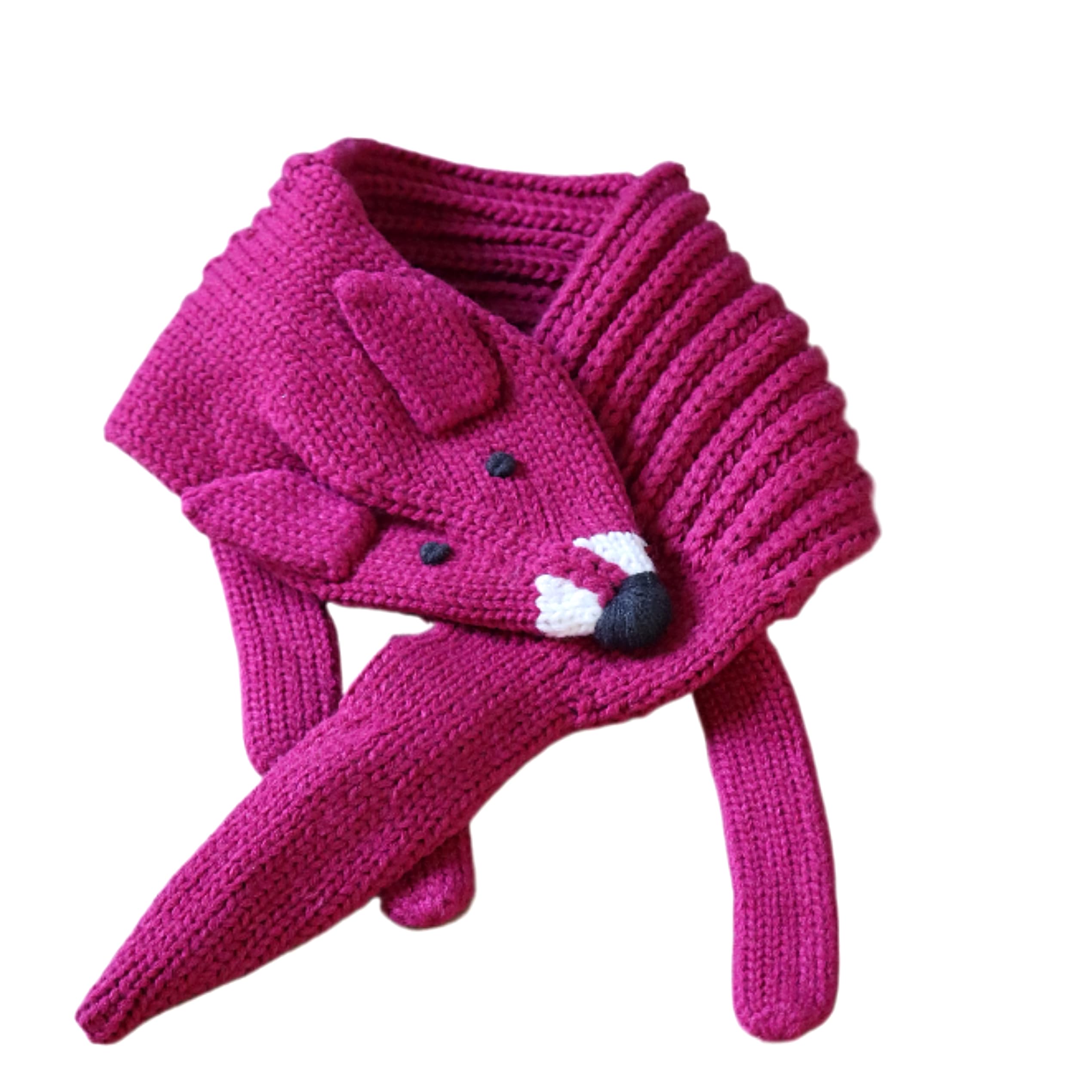 Girls Fox Scarf - Neck Warmer with Snap Button (Ages 4-12 Years)