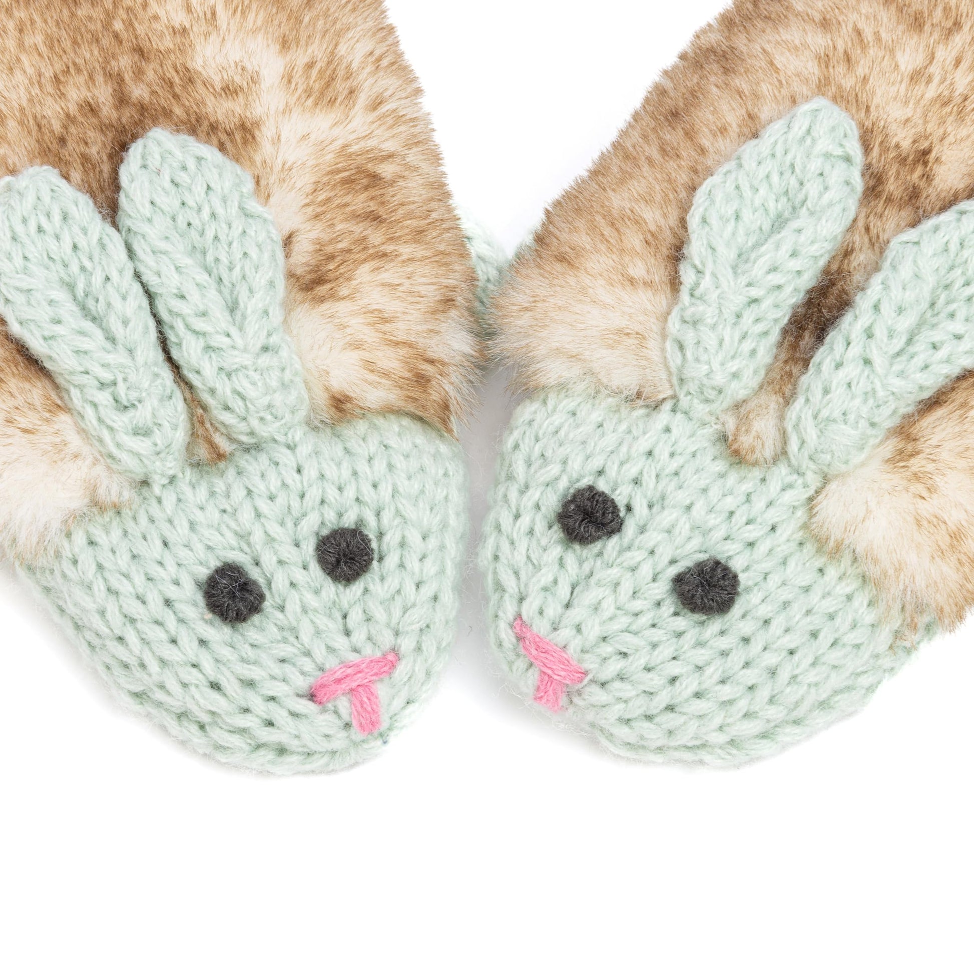 Warm Knit Winter Mittens for Girls Ages 3-12 Years, Fun Bunny Rabbit Design