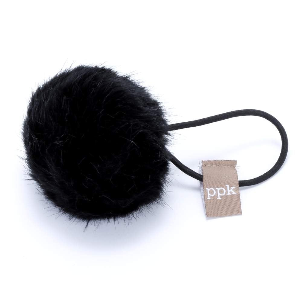 Girls Faux Fur Ball Ponytail Hair Tie - (Kids all ages)