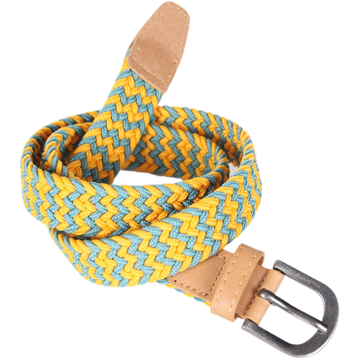 Girls Stretch Cord Braided Leather Belt - Children's Age (4-7 Y) (8-14Y)