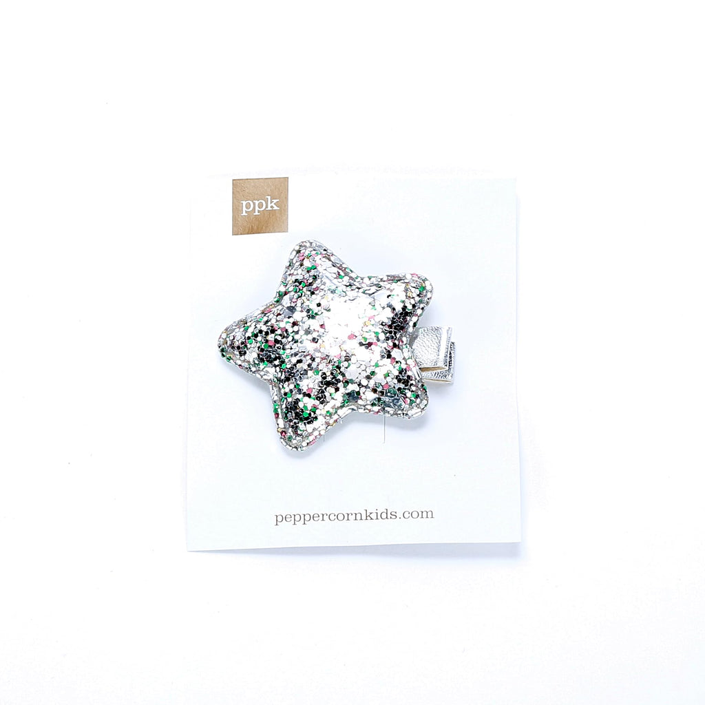 Kids Glitter Sparkle Star Hair Clip - Festive Dress-Up Clips for Girls 3+