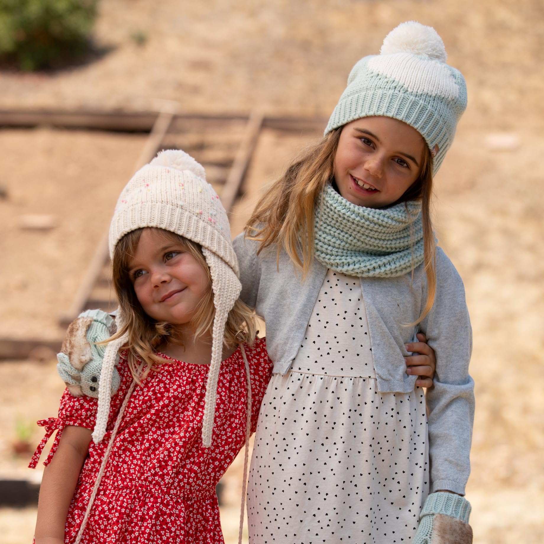 Knit Kids Fall Winter Hat with Heart Design for Girls 1-6 Years, Fleece-Lined for Cold Weather