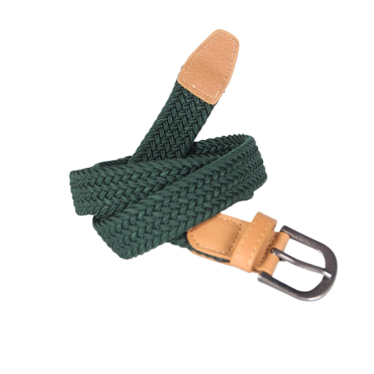 Girls Stretch Cord Braided Leather Belt - Children's Age (4-7 Y) (8-14Y)