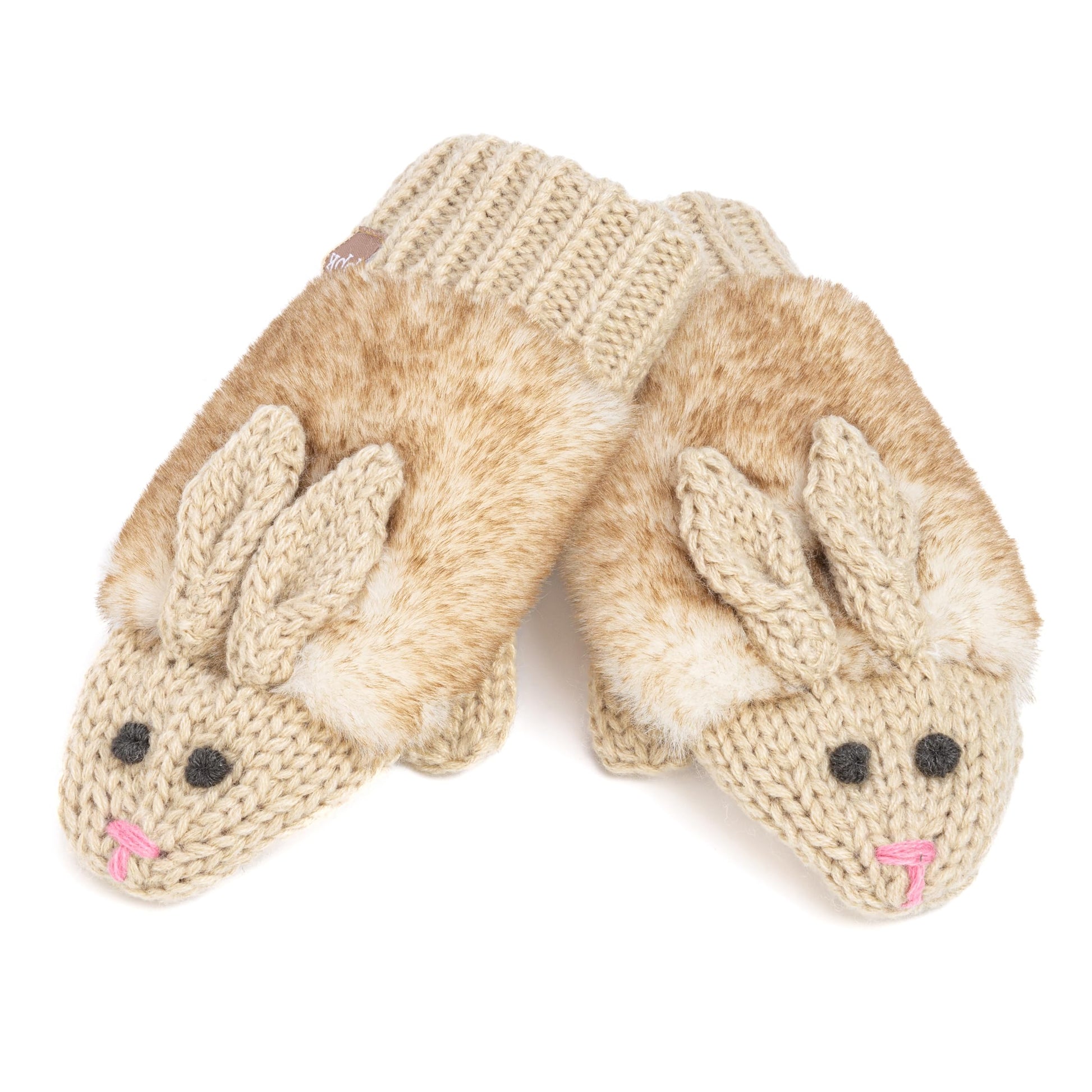 Warm Knit Winter Mittens for Girls Ages 3-12 Years, Fun Bunny Rabbit Design