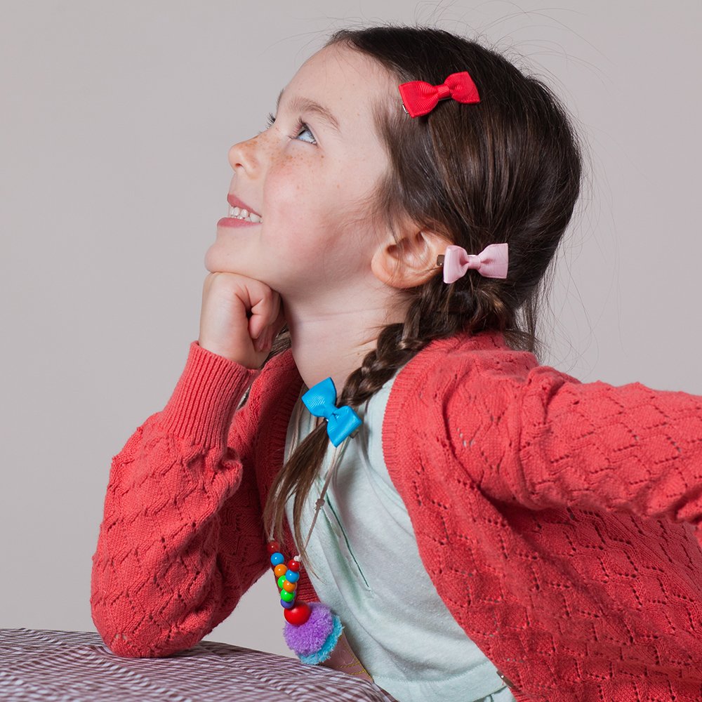 Girls Fun Mini Bows Hair Clips 4-pc card Gift Pack