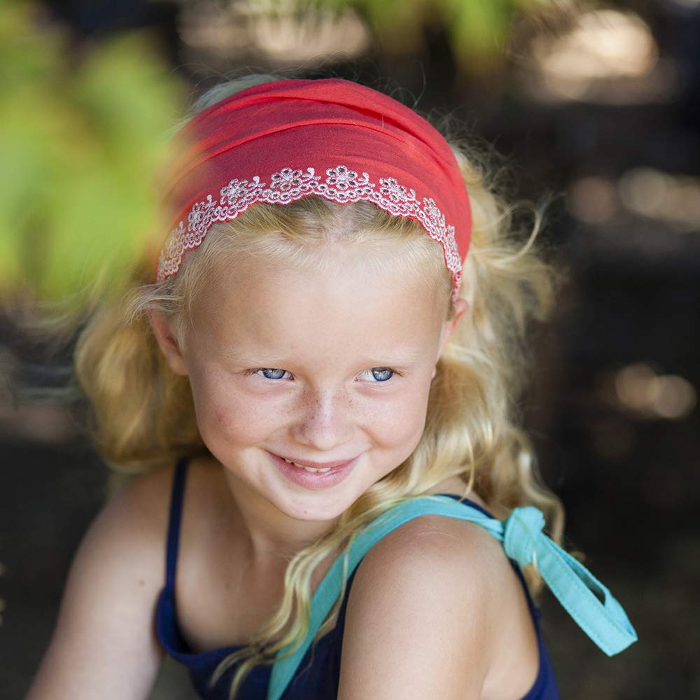 Peppercorn Kids Eyelet Needlework Embroidered Bandana Headband – For Girls Ages 5–12 Years