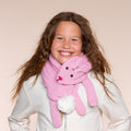 Pink Bunny Rabbit Critter Winter Scarf for Girls Ages 4 to 12