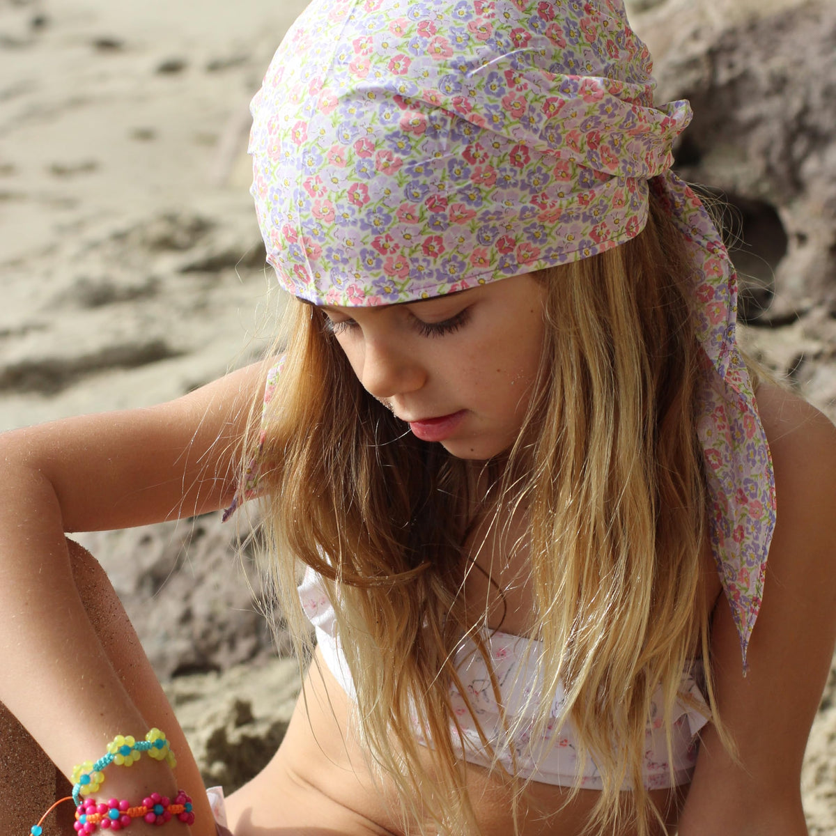 Peppercorn Kids Girls Pre-tied Hair Bandana Scarf - Kids Age 3-8 Y- Vintage Floral
