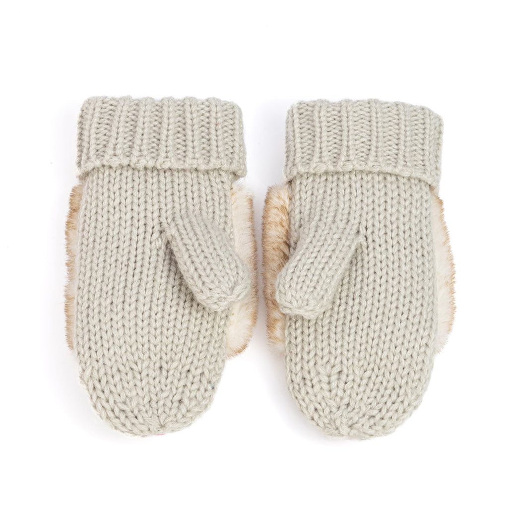 Warm Knit Winter Mittens for Girls Ages 3-12 Years, Double-Layered, Fun Bunny Rabbit Design for Children, Toddler to Big Kids