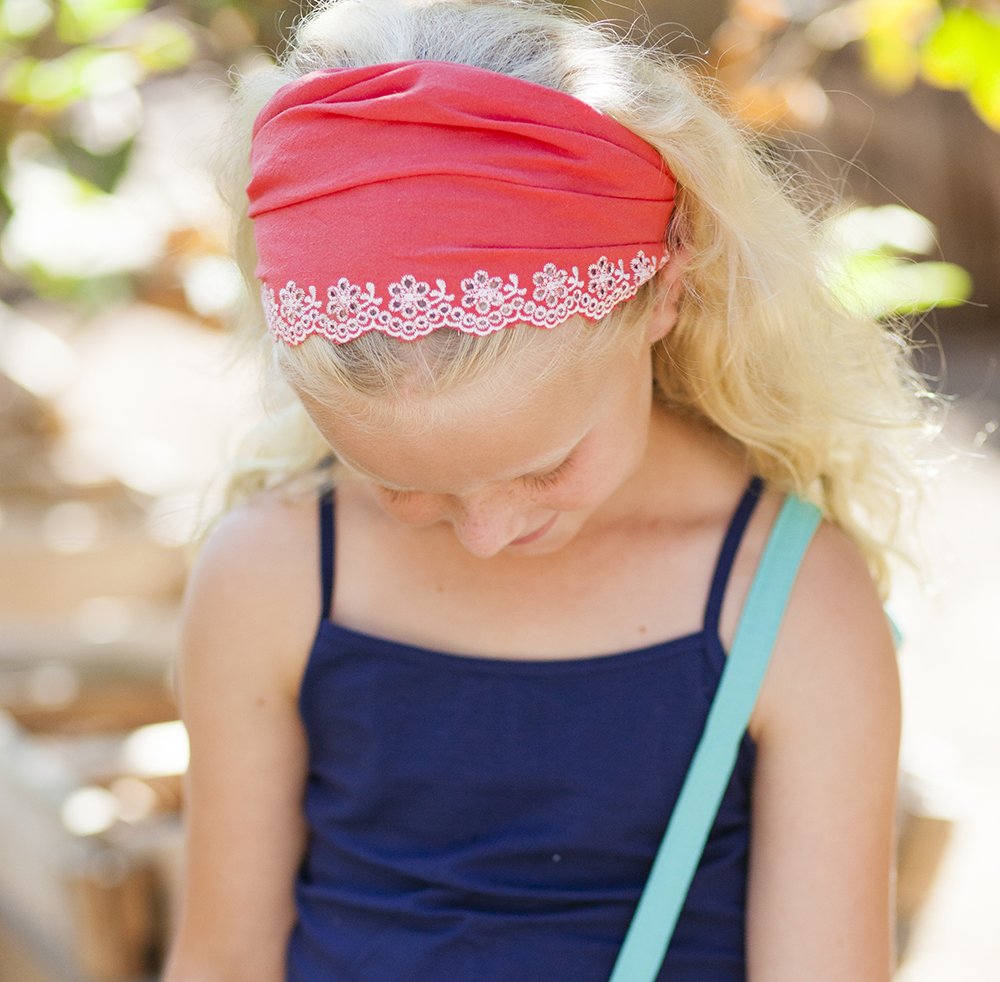 Peppercorn Kids Eyelet Needlework Embroidered Bandana Headband – For Girls Ages 5–12 Years