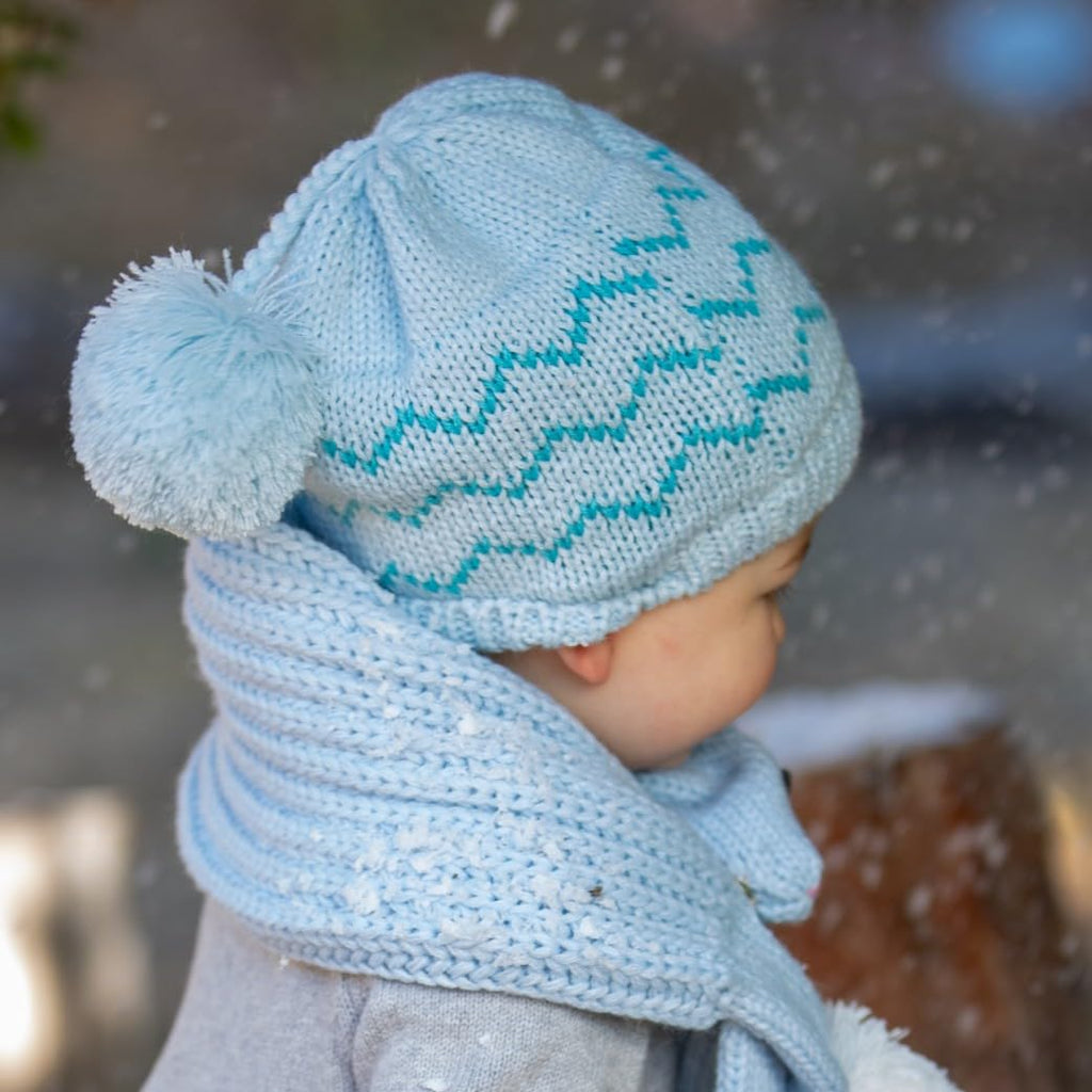 Kids Knit Beanie, Mittens for Boys and Girls (Age 1-6Y) Unique Design, Premium Quality Knitted Set, Warm Fleece-Lined