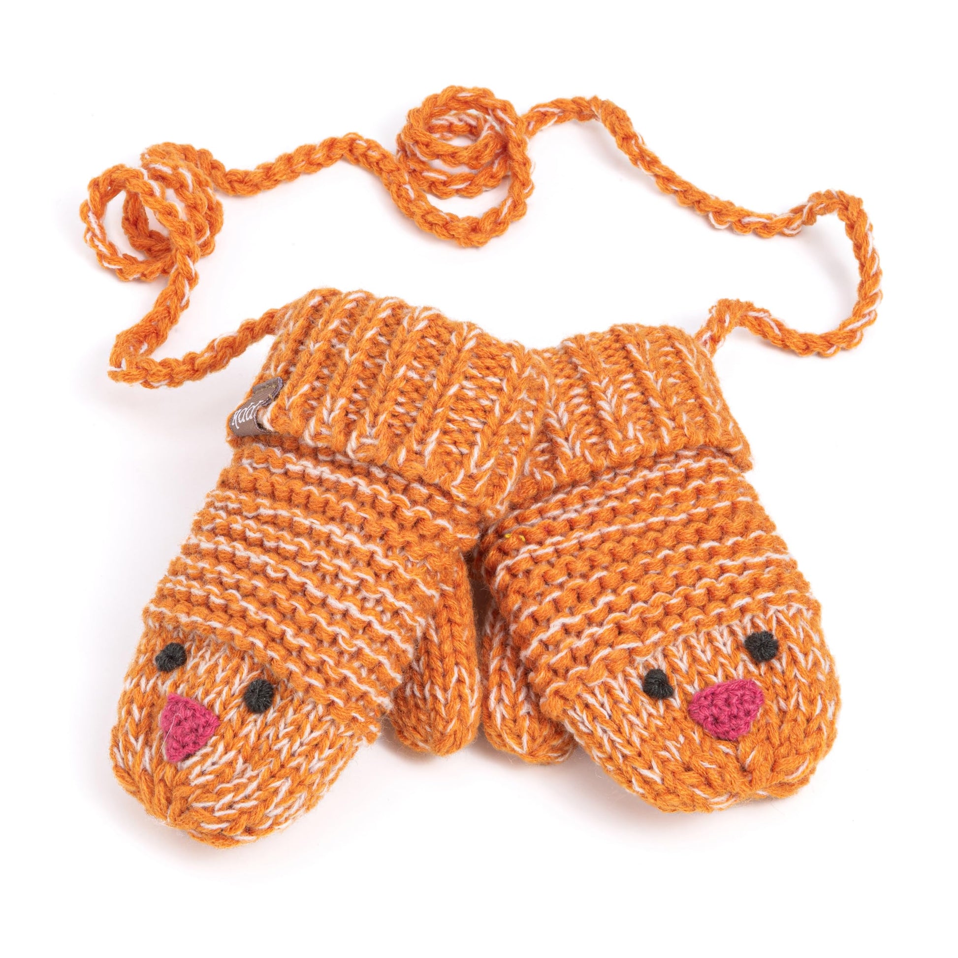 Knit Baby Chick Mittens with Cord-For Kids, Toddler Girls Age 1-6 Years, Cute Design
