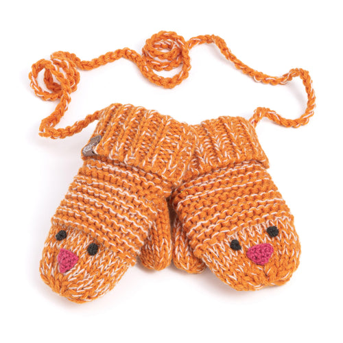 Baby/ Toddler Chick Mittens with Cord for Kids Ages 1-6 Years, Warm Fleece Lined
