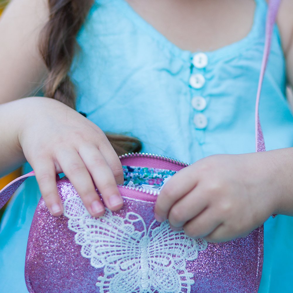 Little Girl Sparkly Glitter Purse - Butterfly ( Blue)