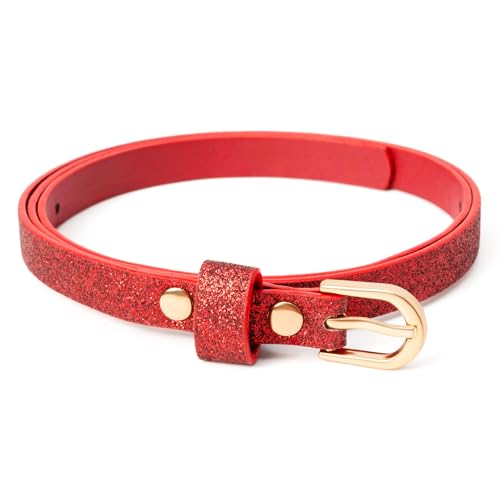 Ultra-Skinny Sparkly Glitter Belt for Girls 4 to 14