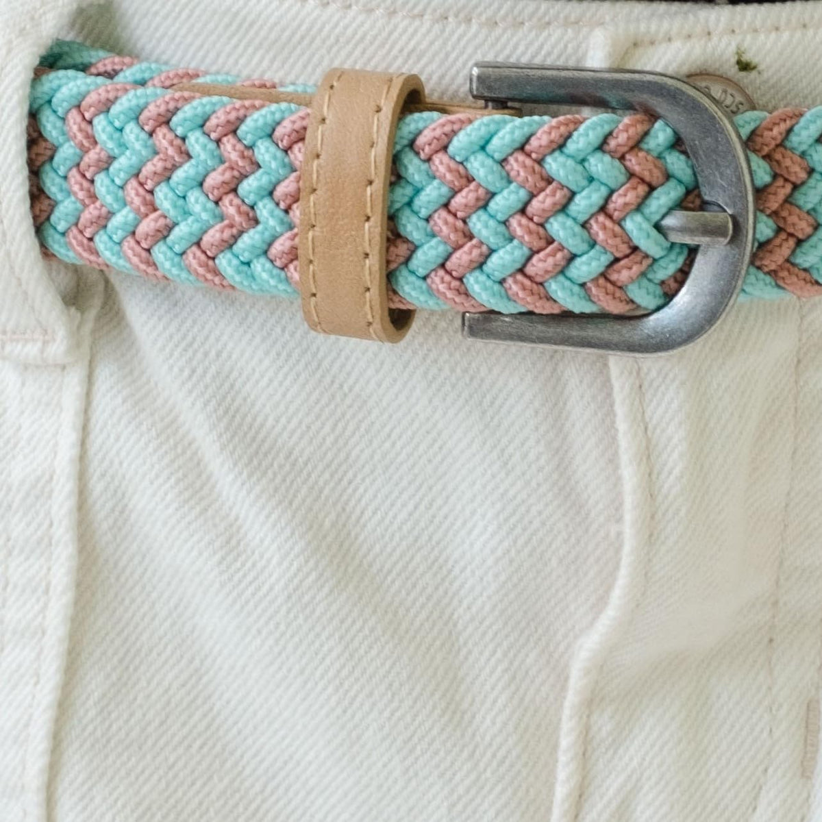 Girls Stretch Cord Braided Leather Belt - Children's Age (4-7 Y) (8-14Y)