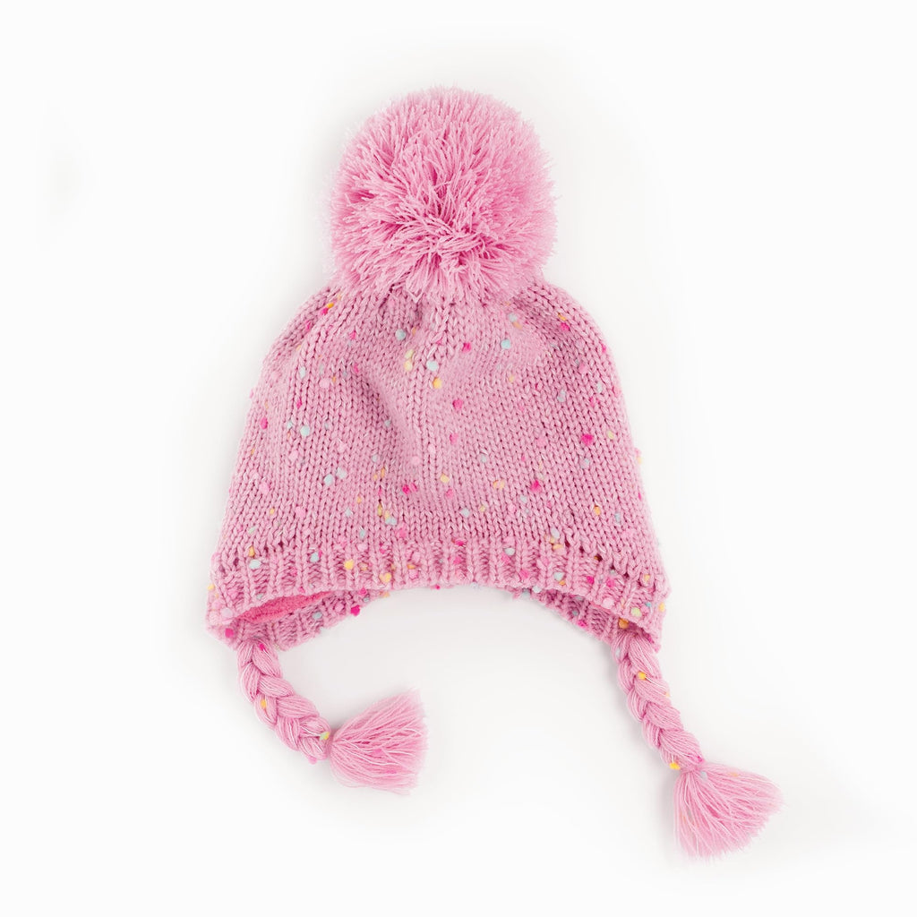 Girls Warm Knit Earflap Hat, Fleece Lined Cold-Weather Essential for Kids 1-12 Years, Unique Colorful Design, Premium Quality