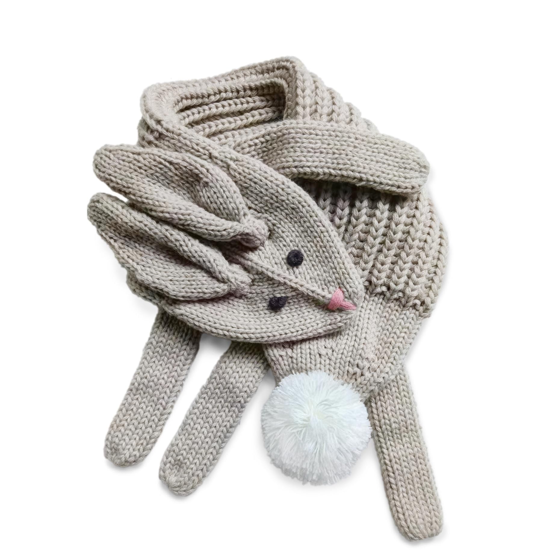 Soft Bunny Knitted Winter Neck Scarf- (Toddlers, Kids Age 4/5-12Yr)- Unisex