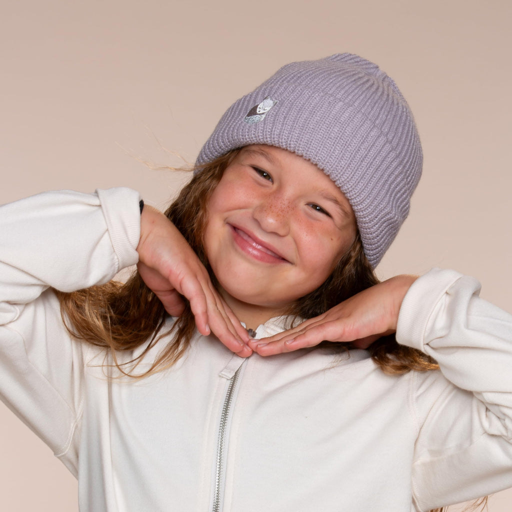 Girls Purple Beanie for Ages 3 to 10 Years, Premium Quality Winter Essential