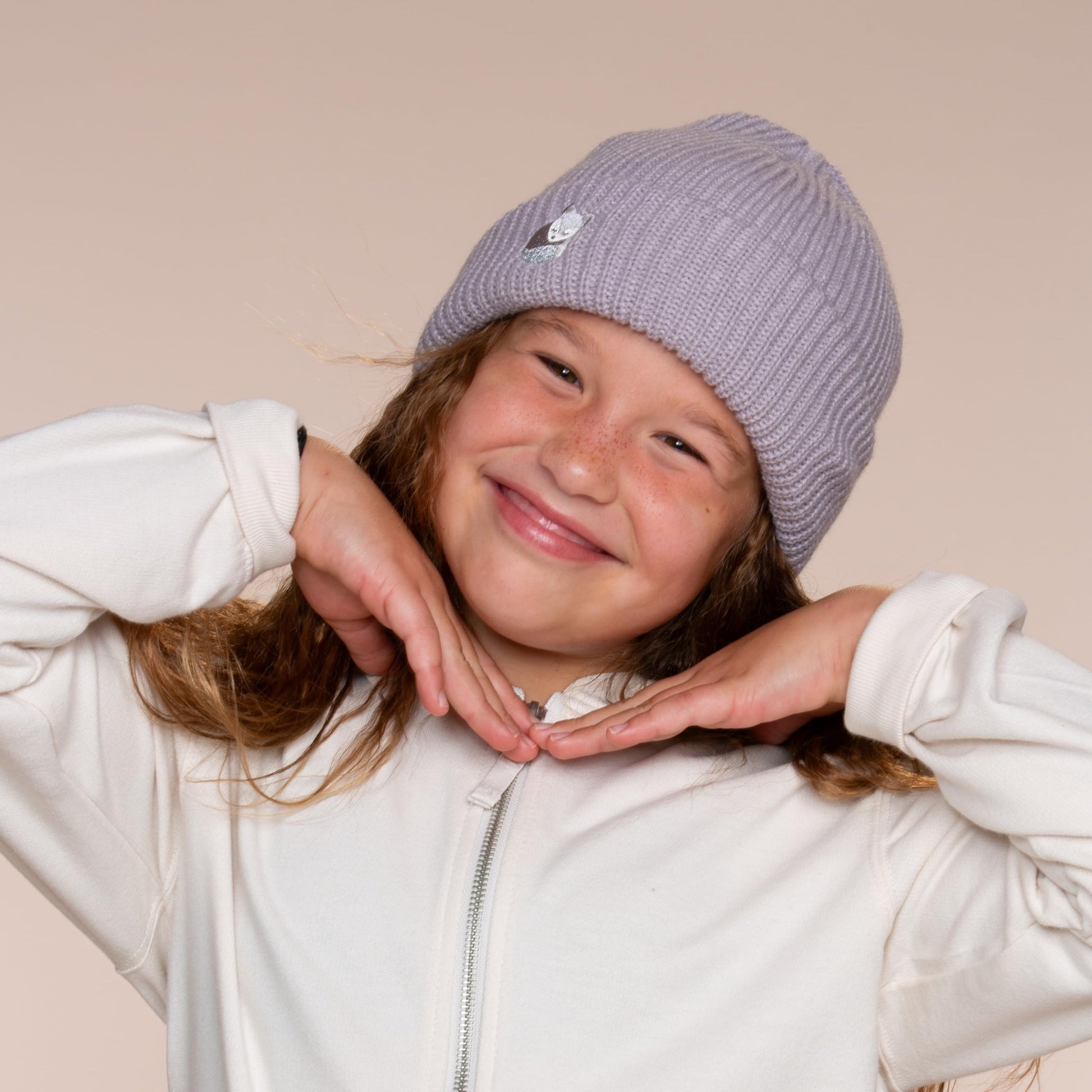 Girls Purple Beanie for Ages 3 to 10 Years, Premium Quality Winter Essential
