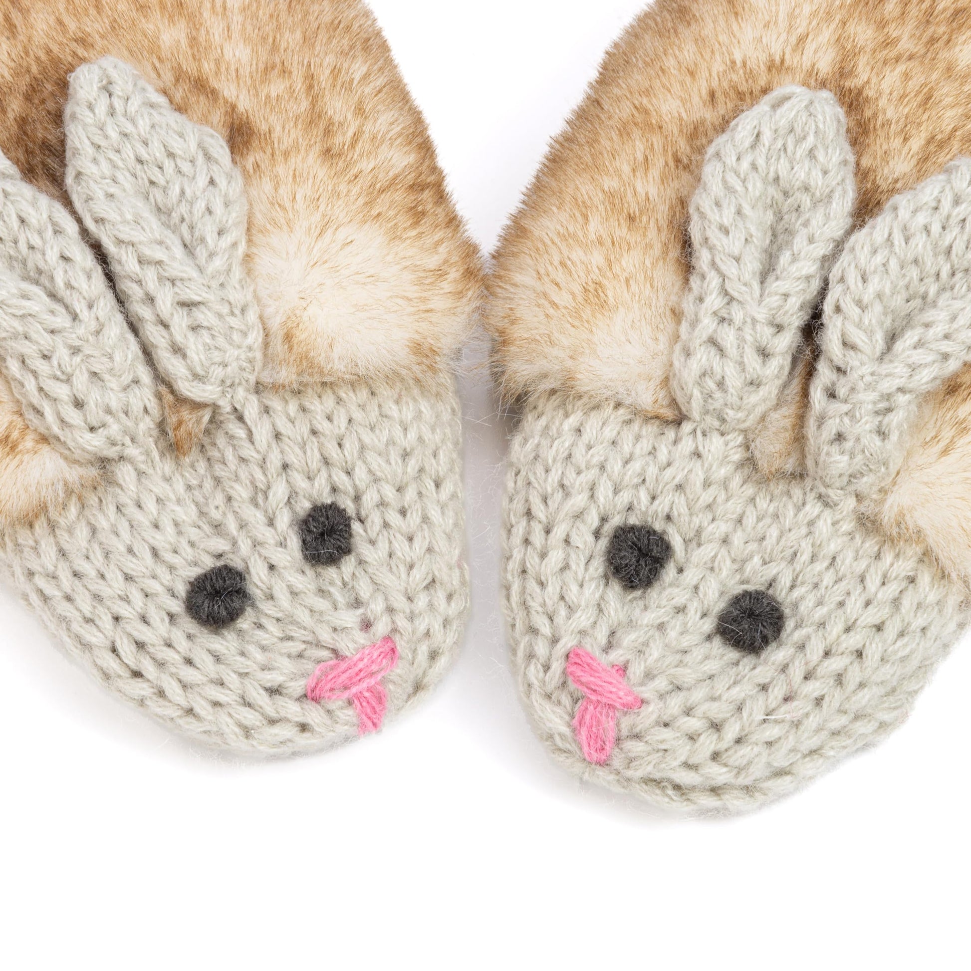 Warm Knit Winter Mittens for Girls Ages 3-12 Years, Fun Bunny Rabbit Design