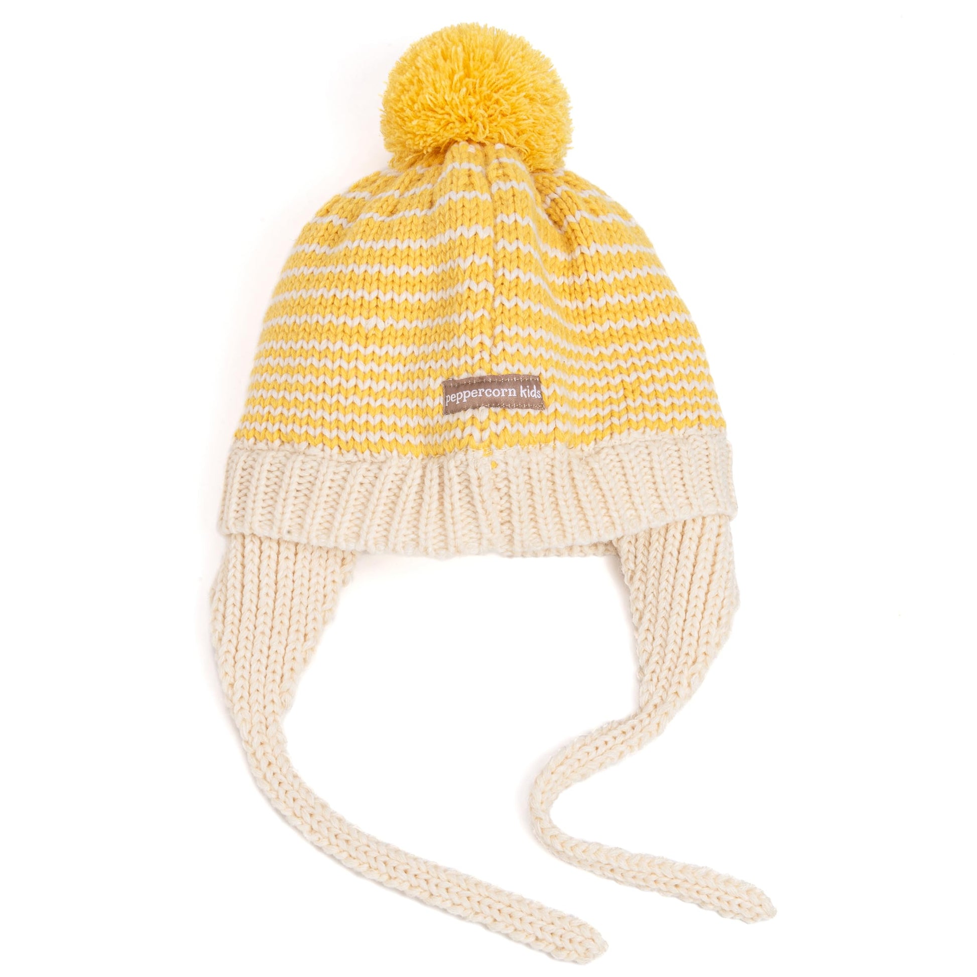 Warm Earflap Knit Beanie Hat with Ties for Toddlers/Little Kids 2-6 Years