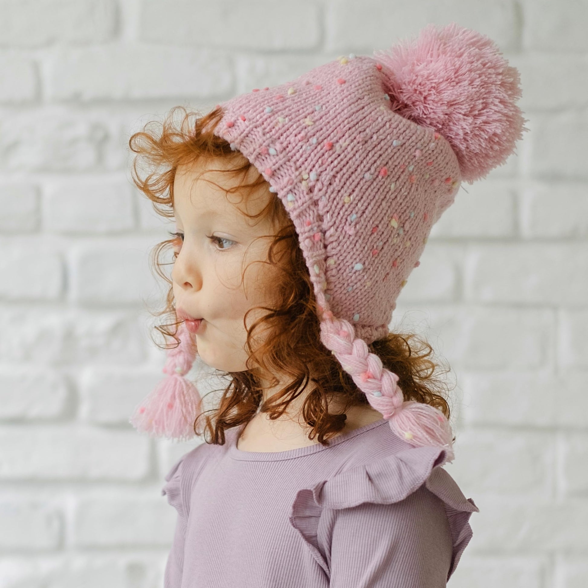 Girls Warm Knit Earflap Hat, Fleece Lined Cold-Weather Essential for Kids 1-12 Years, Unique Colorful Design, Premium Quality