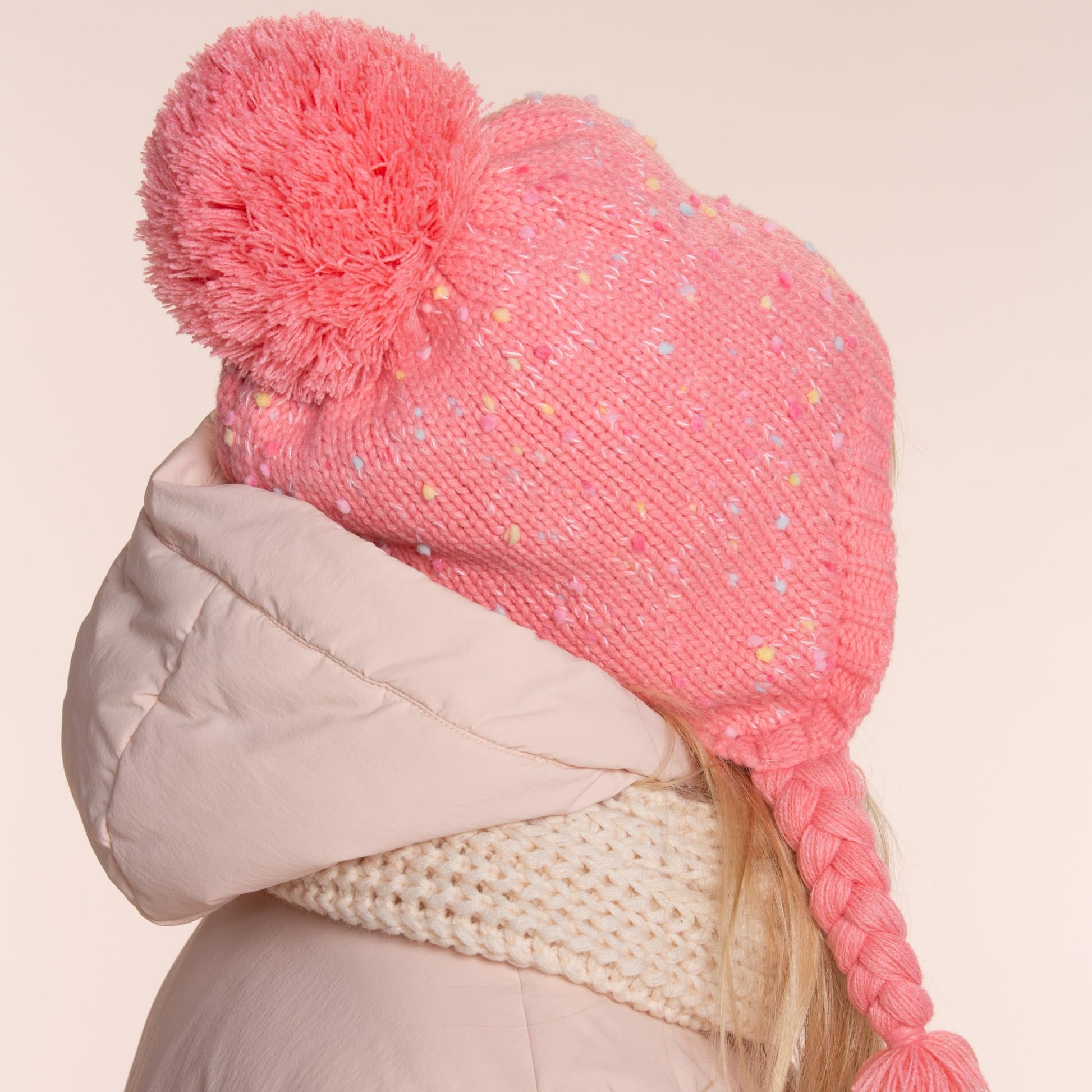 Girls Warm Knit Earflap Hat, Fleece Lined Cold-Weather Essential for Kids 1-12 Years, Unique Colorful Design, Premium Quality