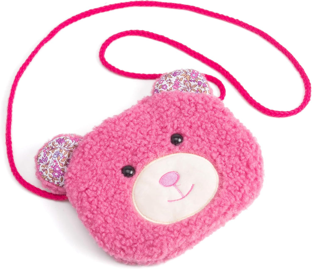 Plush Teddy Bear Crossbody Bag for Little Girls, Toddlers, Kids Age 3-8 - Pink