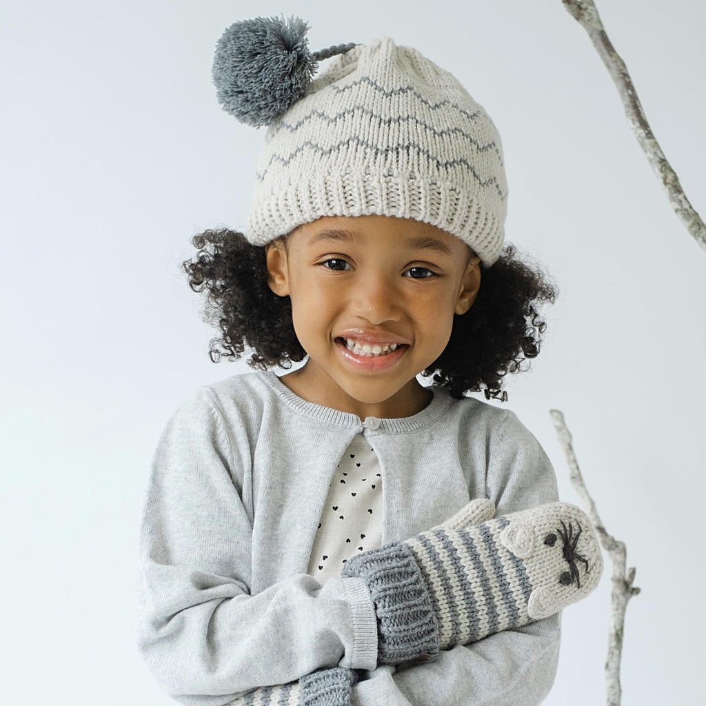 Kids Knit Beanie, Mittens for Boys and Girls (Age 1-6Y) Unique Design, Premium Quality Knitted Set, Warm Fleece-Lined