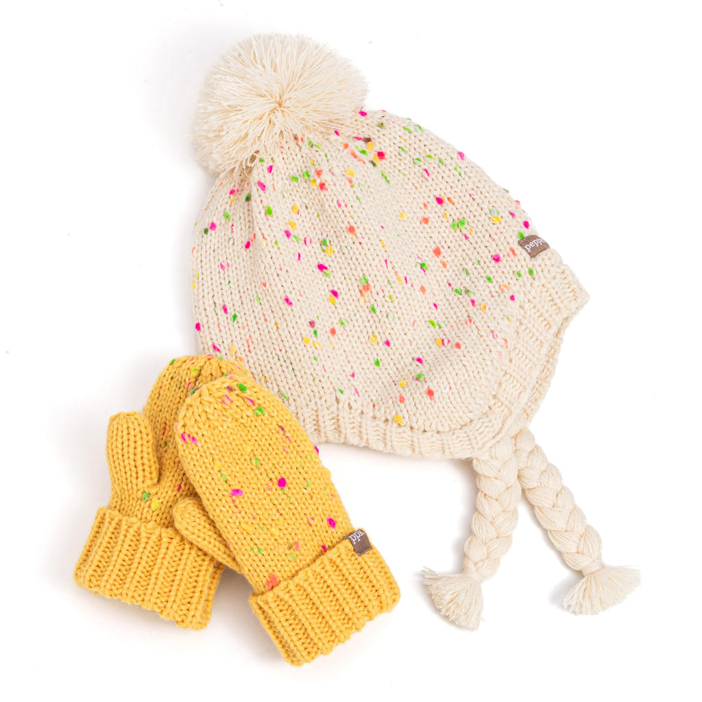 Girls Warm Knit Earflap Hat, Fleece Lined Cold-Weather Essential for Kids 1-12 Years, Unique Colorful Design, Premium Quality