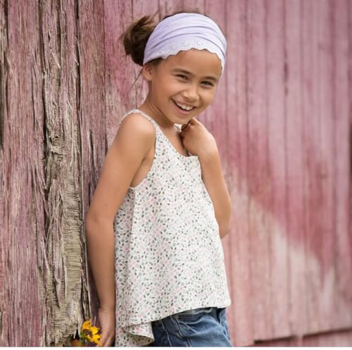 Peppercorn Kids Eyelet Needlework Embroidered Bandana Headband – For Girls Ages 5–12 Years