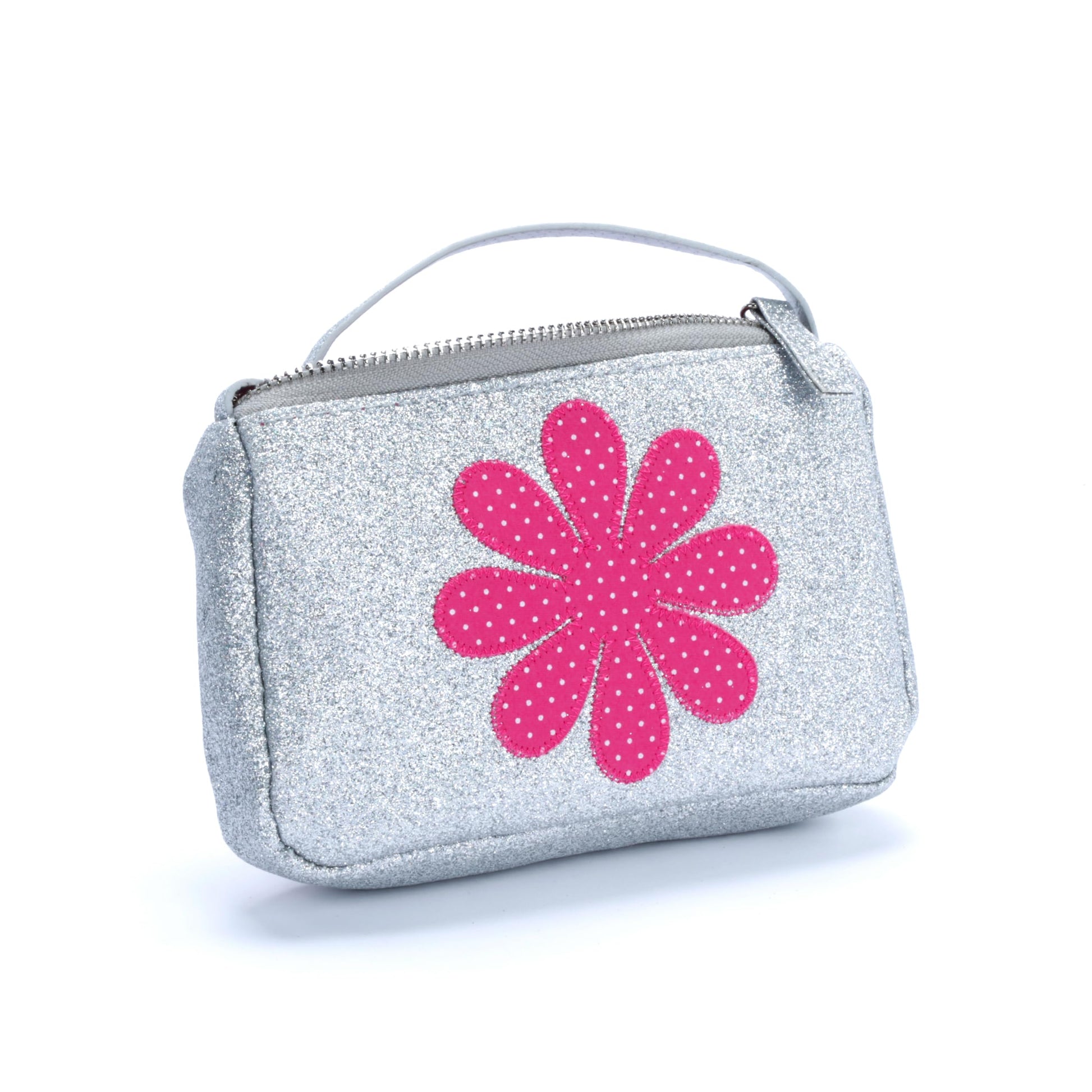 Little Girls Sparkly Silver Glitter Crossbody Purse (3-8Y)