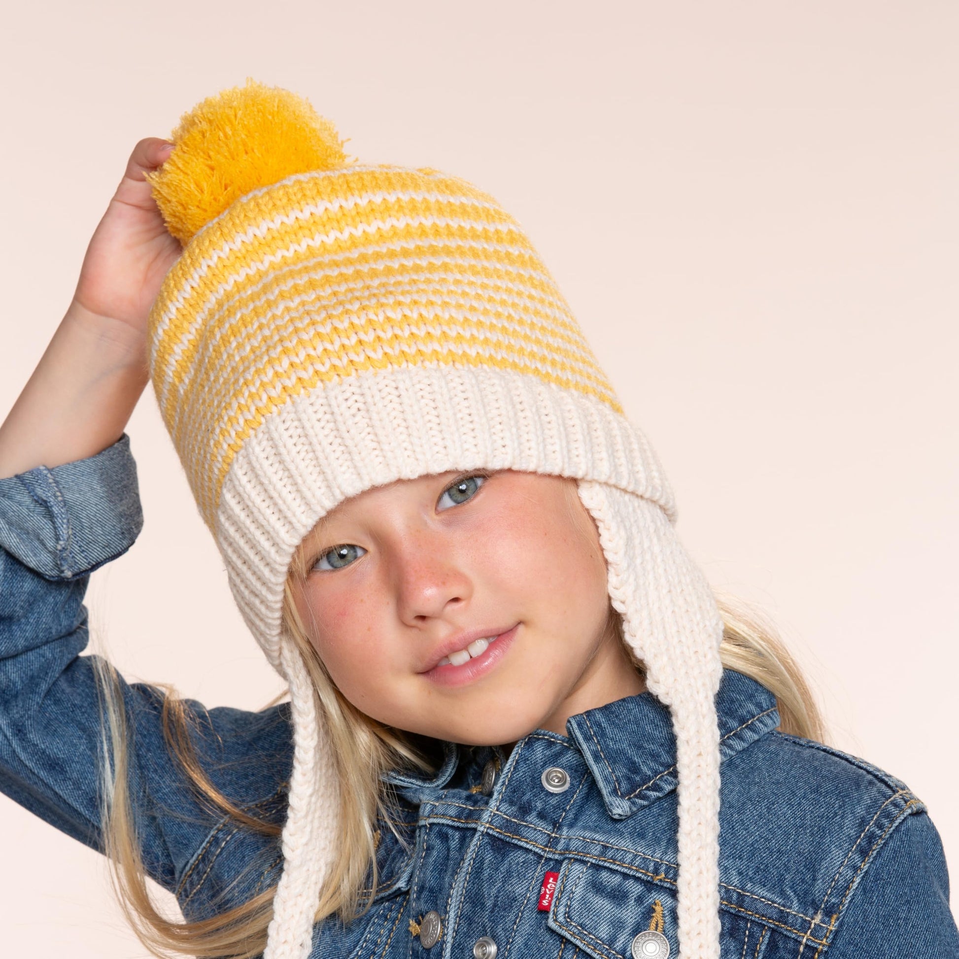 Warm Earflap Knit Beanie 2Pc Set for Toddlers/Little Kids 2-6 Years