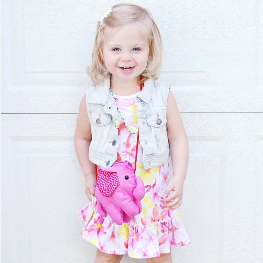 Cute Canvas Baby Elephant Purse for Girls Ages 3-8