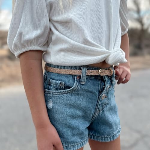 Ultra-Skinny Sparkly Glitter Belt for Girls 4 to 14