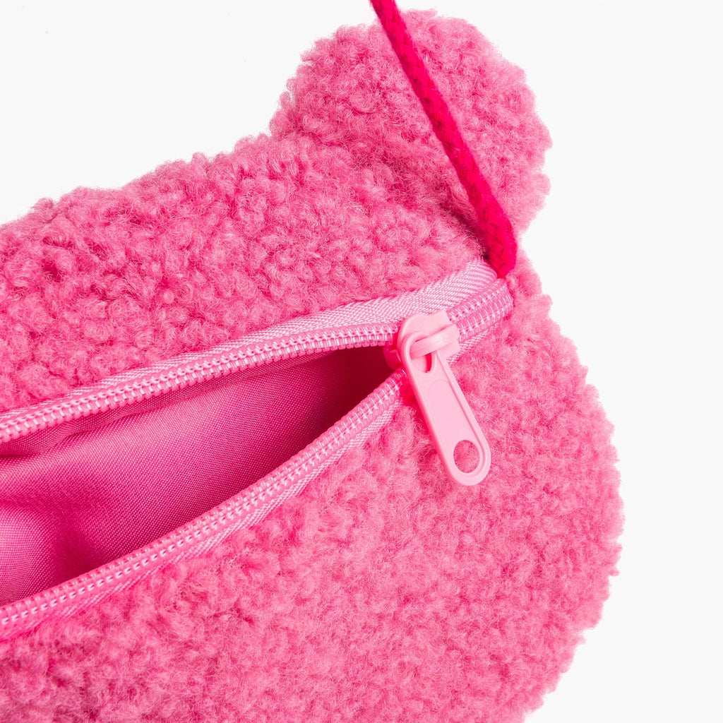 Plush Teddy Bear Crossbody Bag for Little Girls, Toddlers, Kids Age 3-8 - Pink