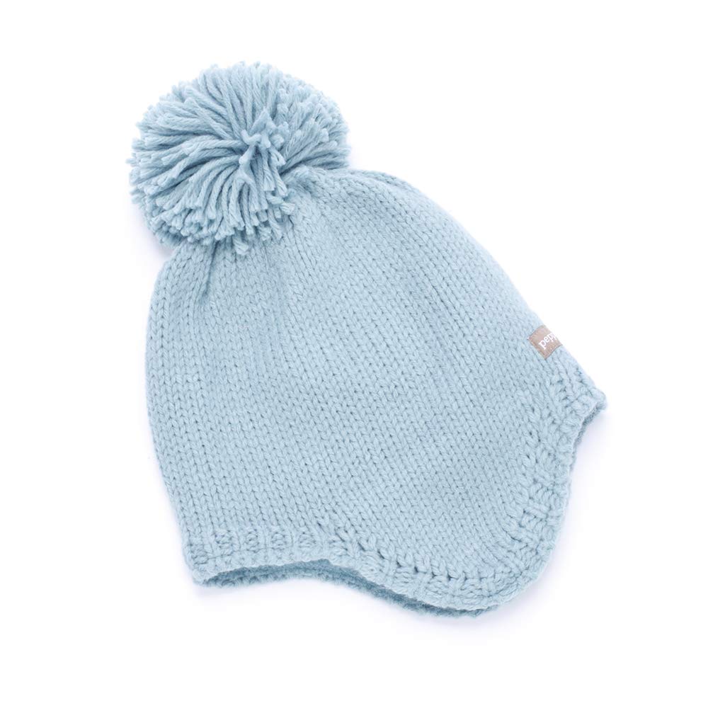 Toddler Girl Warm Earflap Knit Hat (Fleece Lined) - Winter Blue